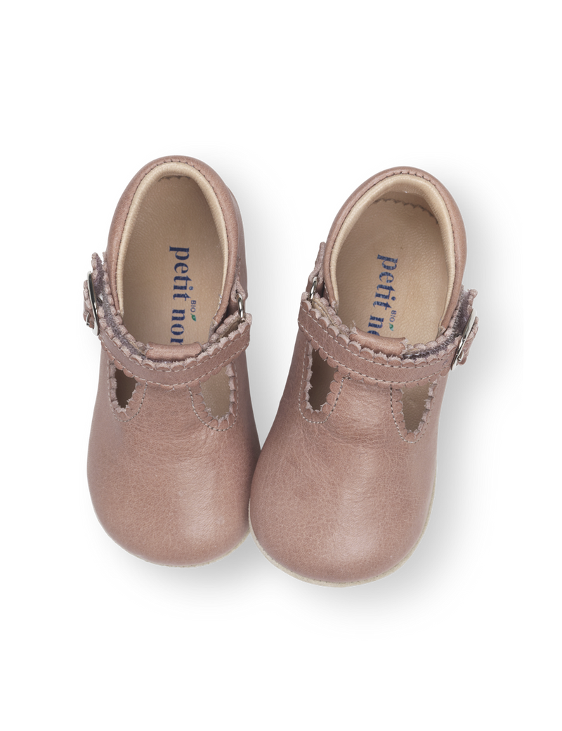 Petit Nord Baby Scallop T-bar Indoor Shoes Old rose 020
