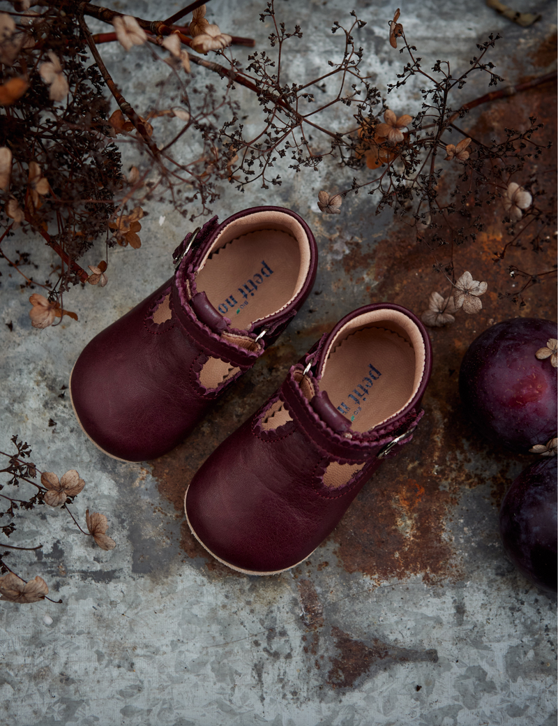 Petit Nord Baby Scallop T-bar Indoor Shoes Plum 075