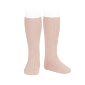 Basic Rib Knee High Socks - Old rose