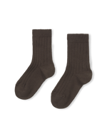 Basic Rib Short Socks - Brown