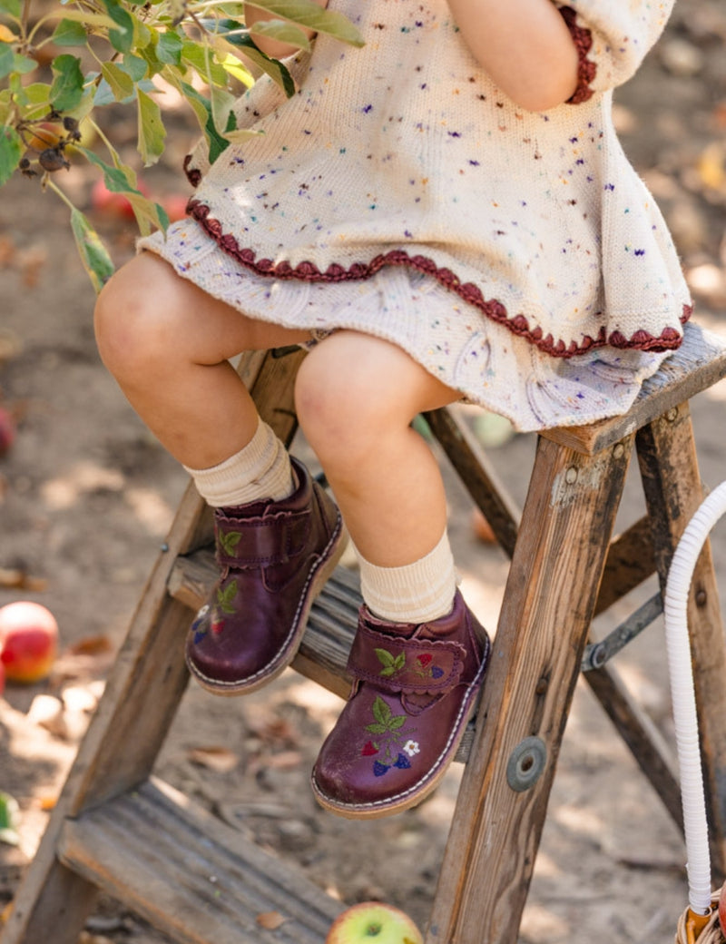 Petit Nord Blackberries Scallop Velcro Boot Low Boot Shoes Plum 075