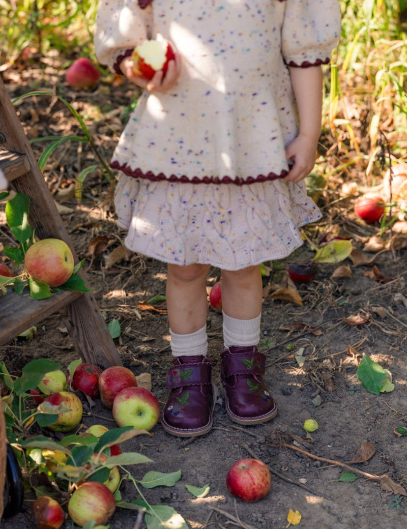 Petit Nord Blackberries Scallop Velcro Boot Low Boot Shoes Plum 075