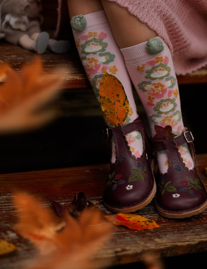 Petit Nord Blackberries T-Bar Scallop T-bars and Ballerinas Plum 075