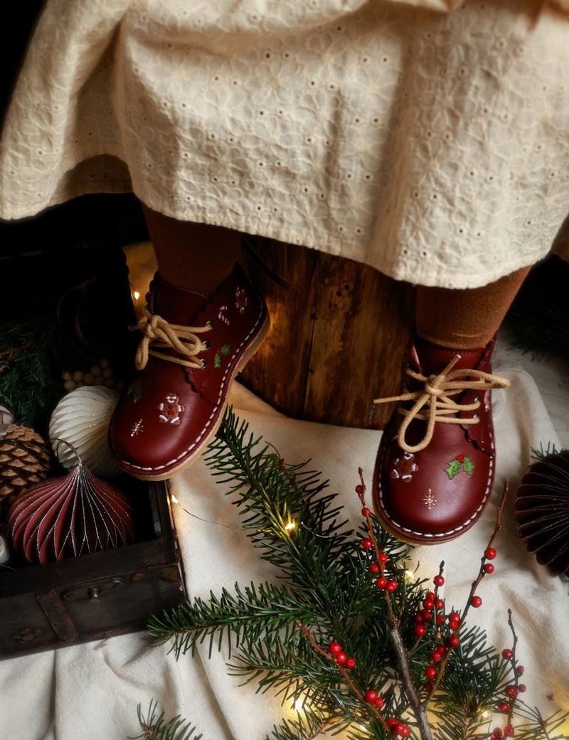 Petit Nord Christmas Scallop Boot Low Boot Shoes Bordeaux 150