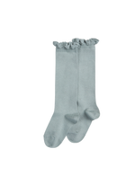 Knee Socks with Lace Edging - Dry green