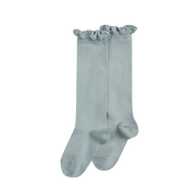 Knee Socks with Lace Edging - Dry green