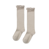 Knee Socks with Lace Edging - Nougatine