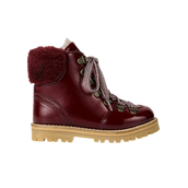 Shearling Winter Boot - Burgundy Patent