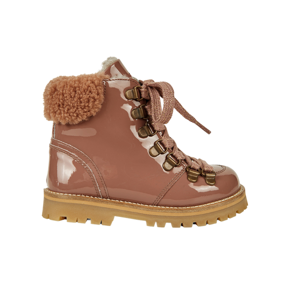 Shearling Winter Boot Rose Clay Patent