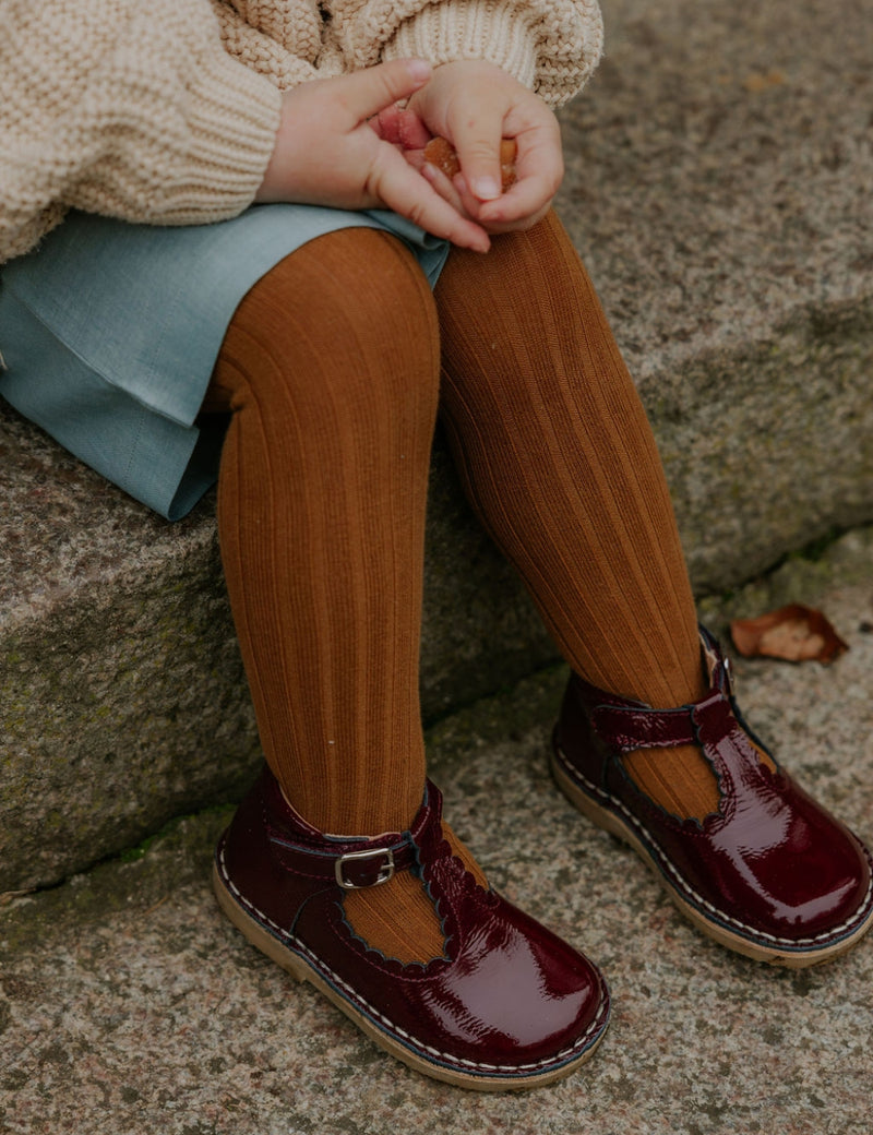 Petit Nord T-Bar Scallop T-bars and Ballerinas Burgundy Patent 159