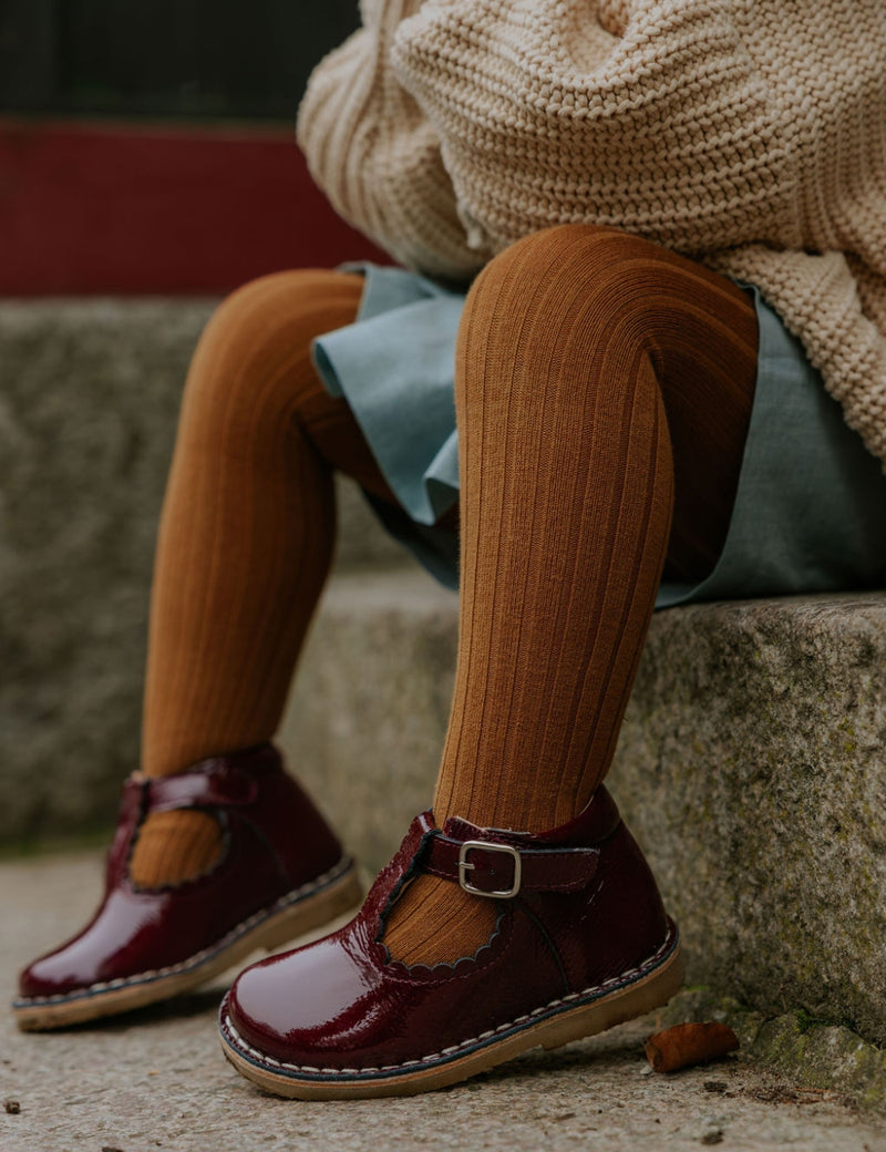 Petit Nord T-Bar Scallop T-bars and Ballerinas Burgundy Patent 159