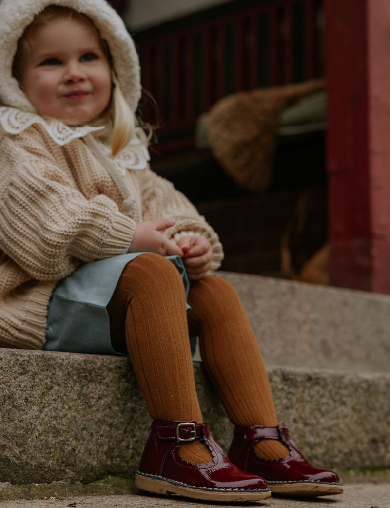 Petit Nord T-Bar Scallop T-bars and Ballerinas Burgundy Patent 159