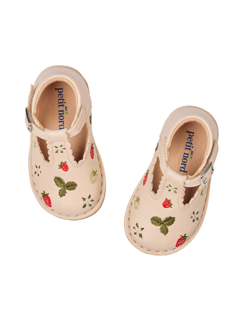 Petit Nord Wild Strawberries T-bar Scallop T-bars and Ballerinas Cream 052